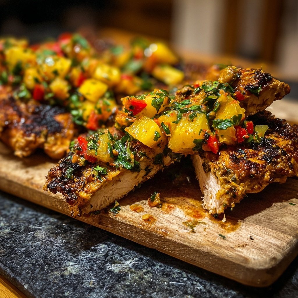 Jerk Hähnchen mit Ananas Salsa