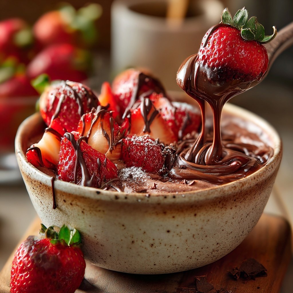 Schokoladen-Erdbeer-Frühstücksbowl