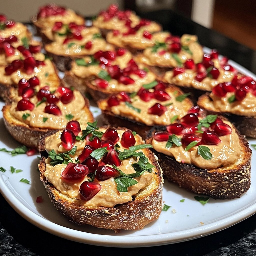 Süßkartoffel Granatapfel Crostini