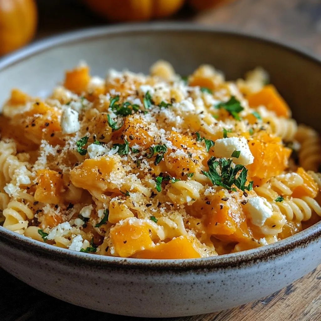 Schnelle Feta-Kürbis-Pasta