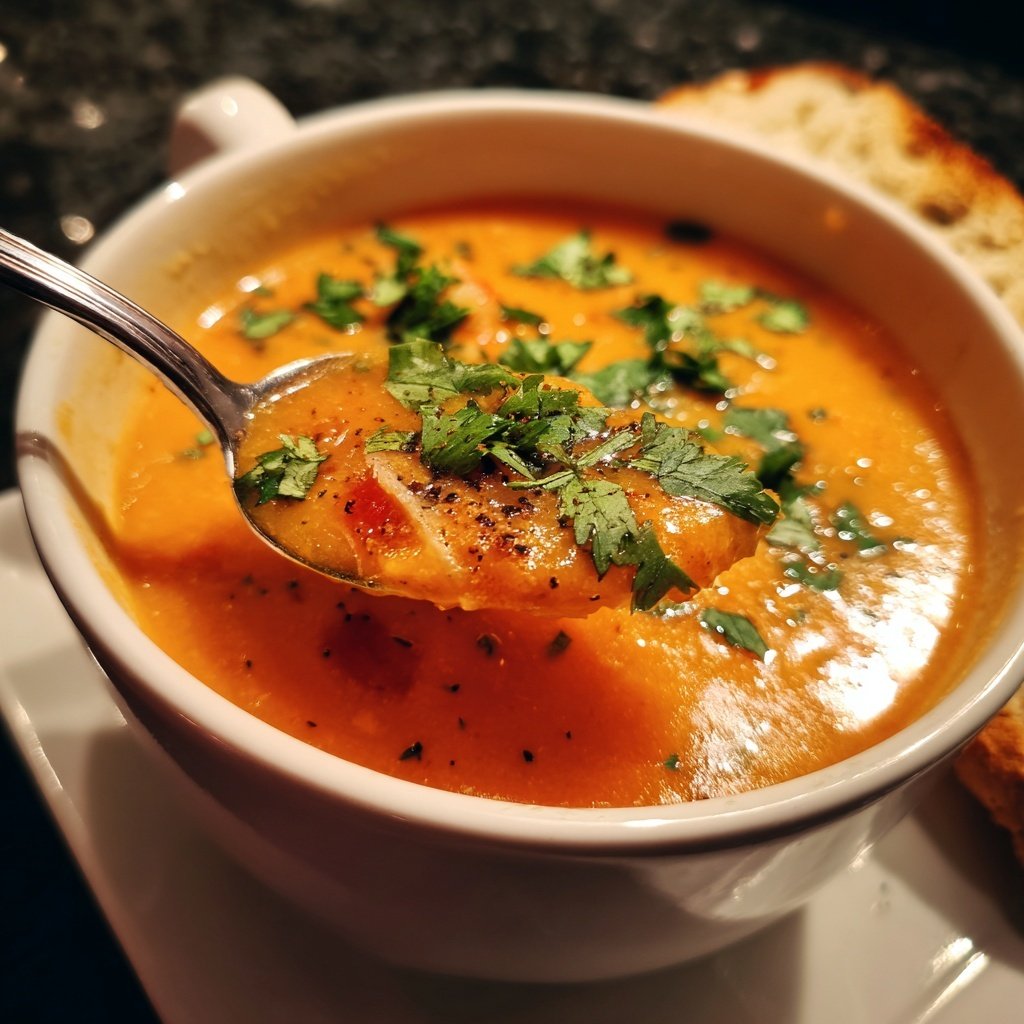 Rote Linsen Suppe mit Koriander