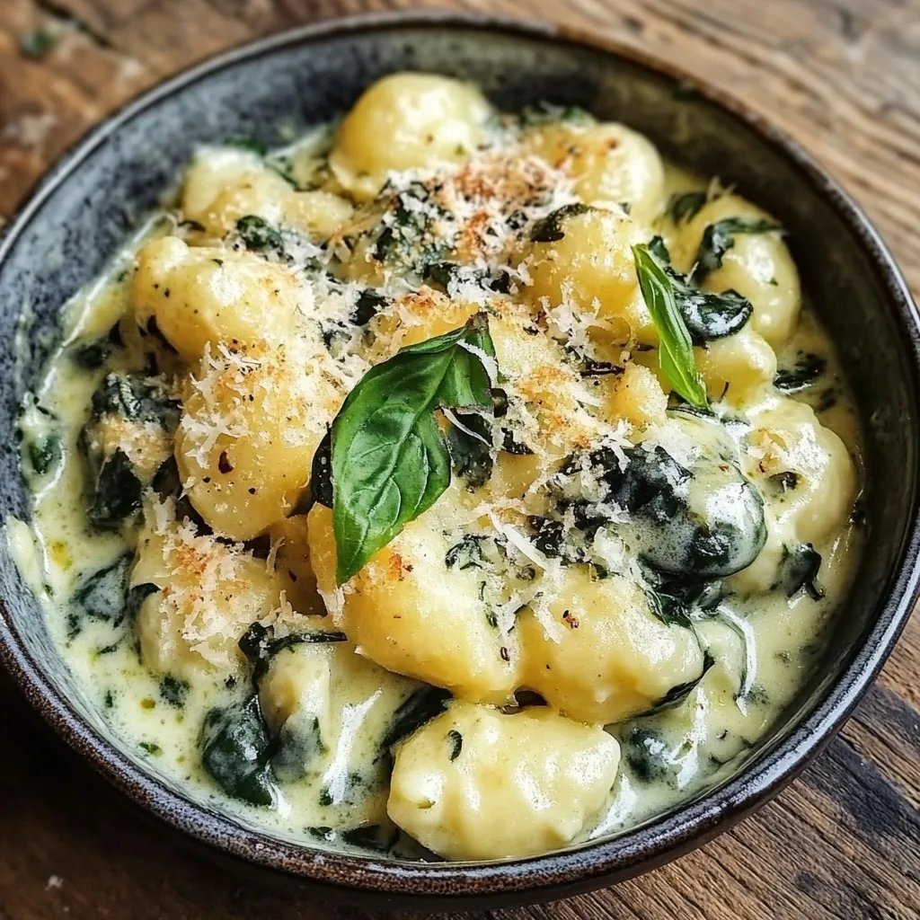 Cremiger Pesto-Spinat-Gnocchi-Auflauf