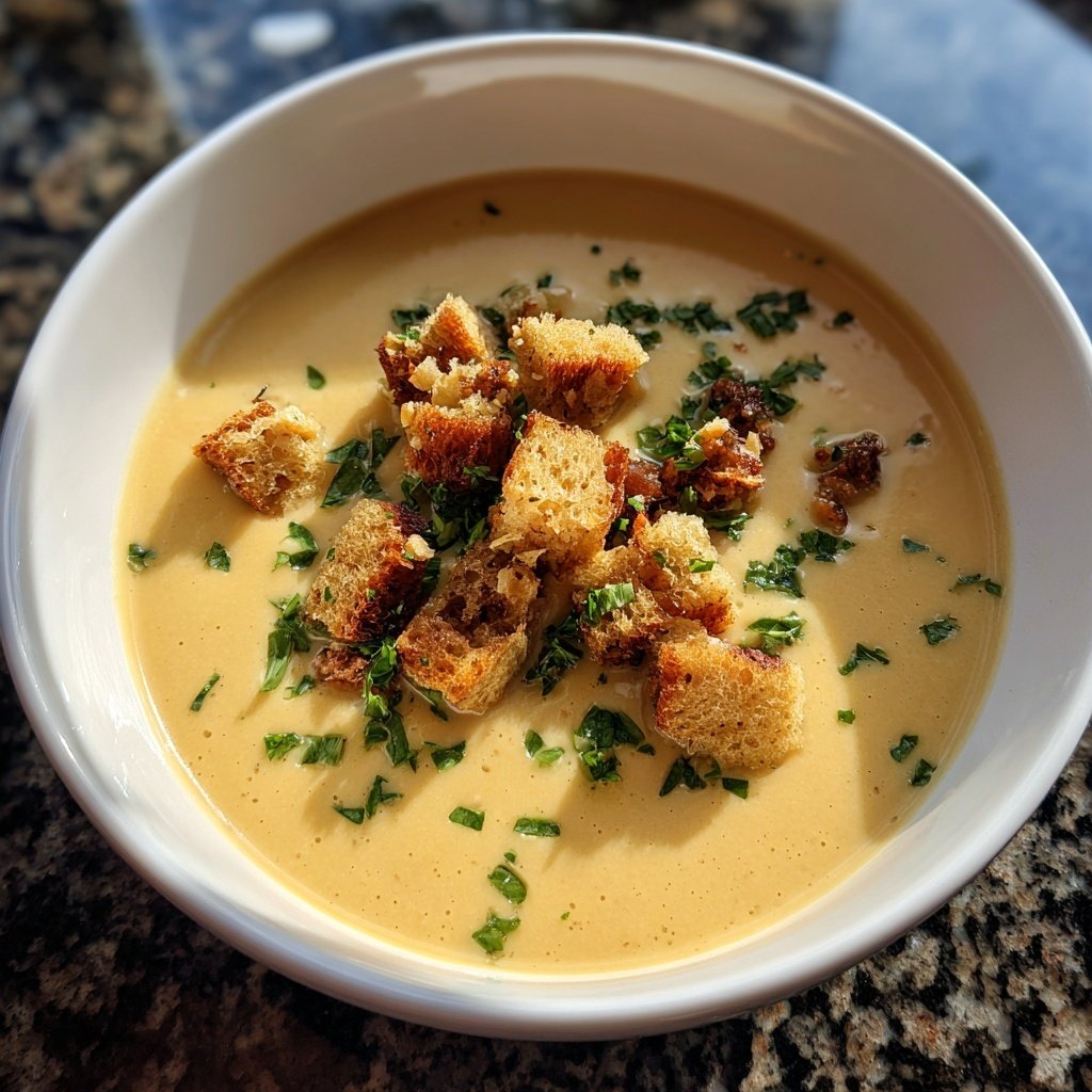 Cremige Maronensuppe mit knusprigen Croûtons​