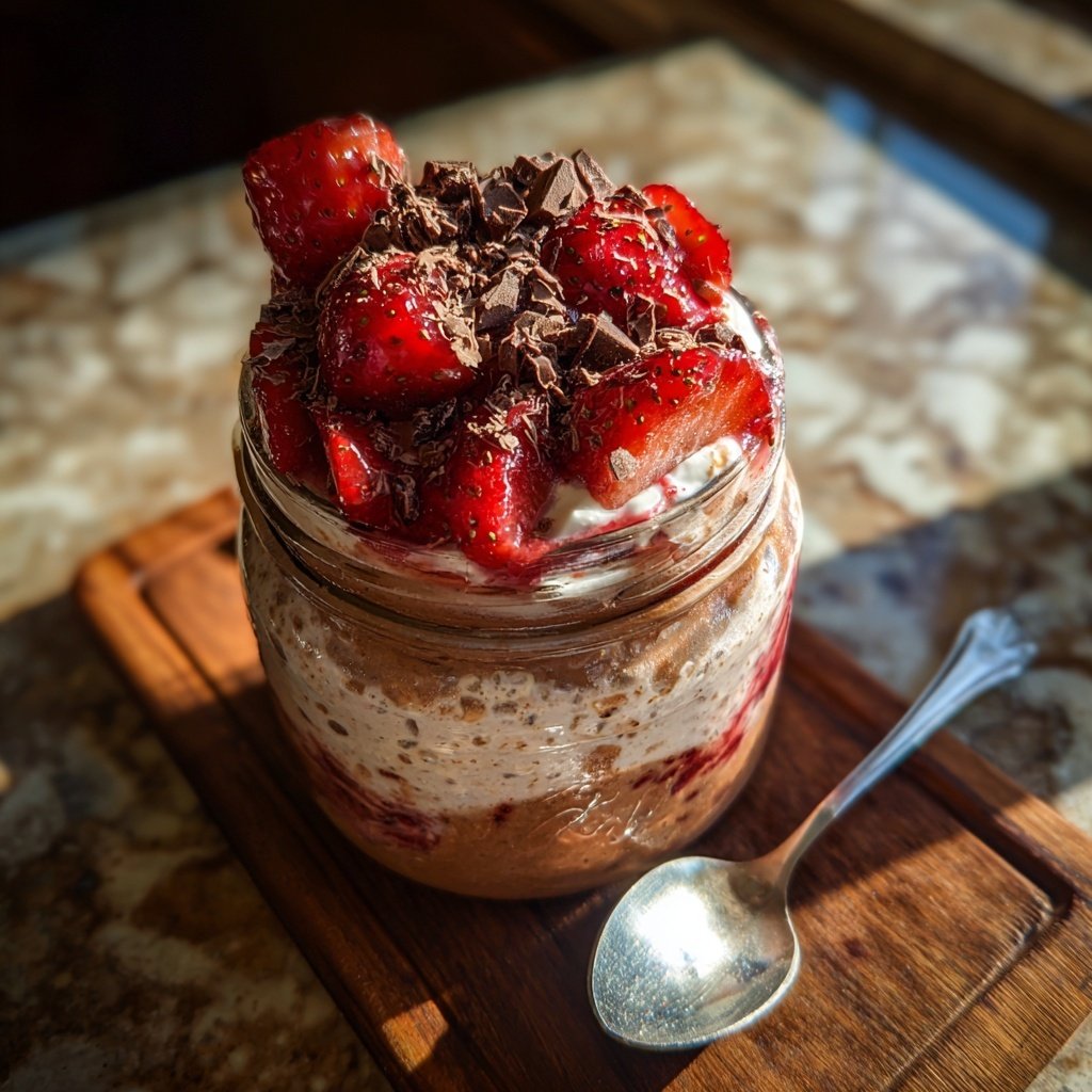 Schokoladen-Erdbeer-Overnight-Oats