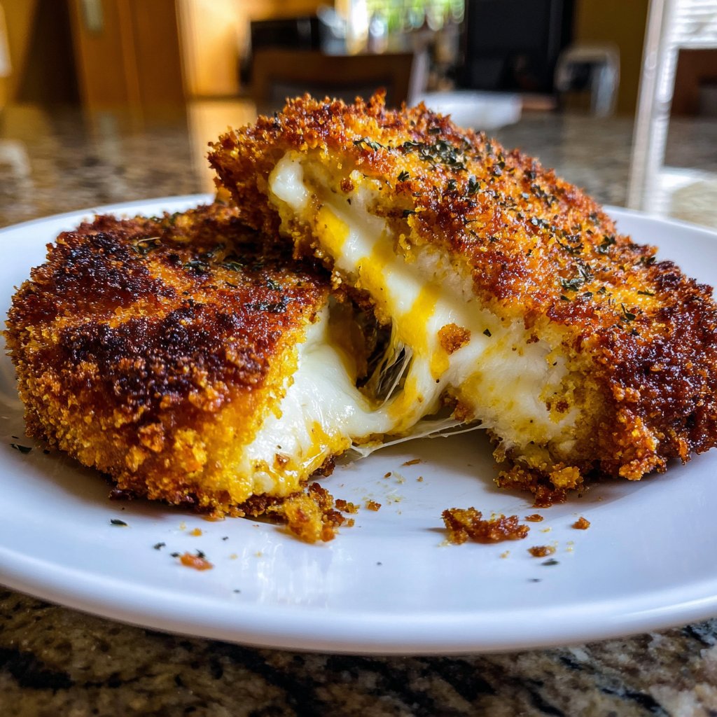 Mozzarella Schnitzel knusprig Käse Mantel