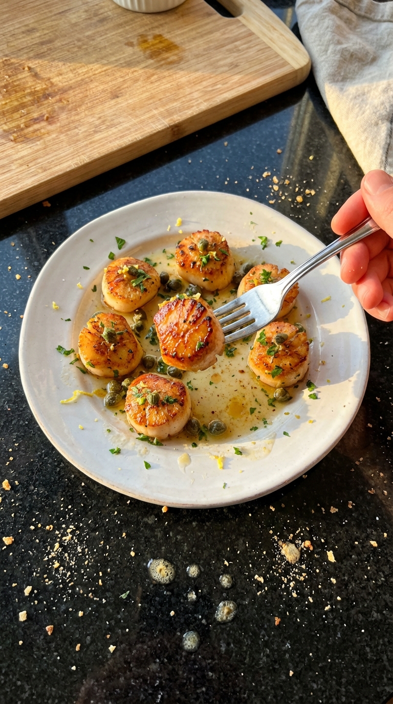 Gebratene Jakobsmuscheln mit Zitronenbutter​