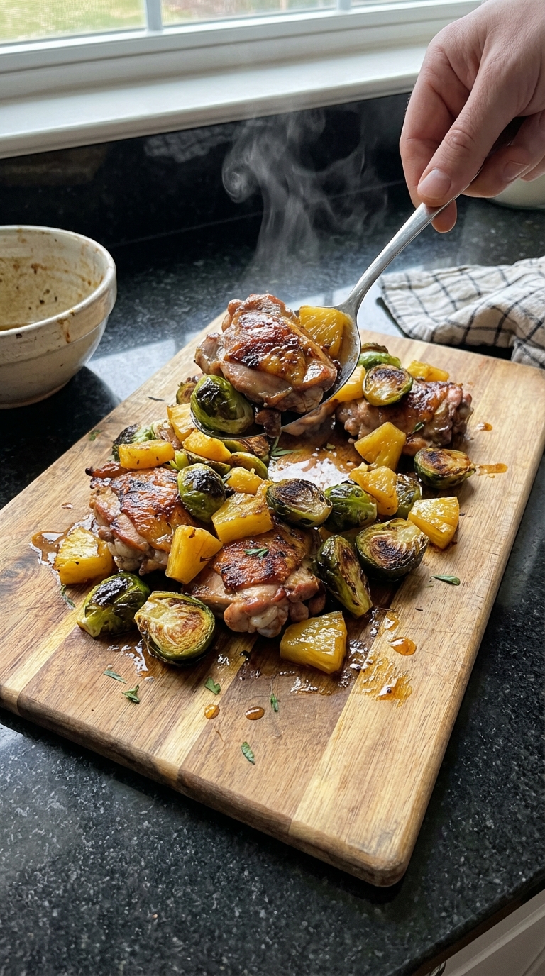 Ananas Rosenkohl Hähnchen