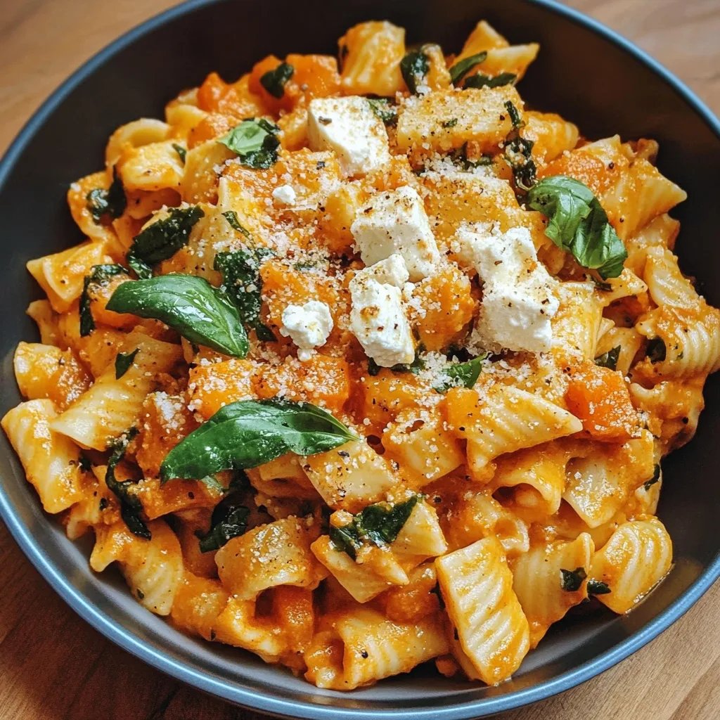 Schnelle Feta-Kürbis-Pasta