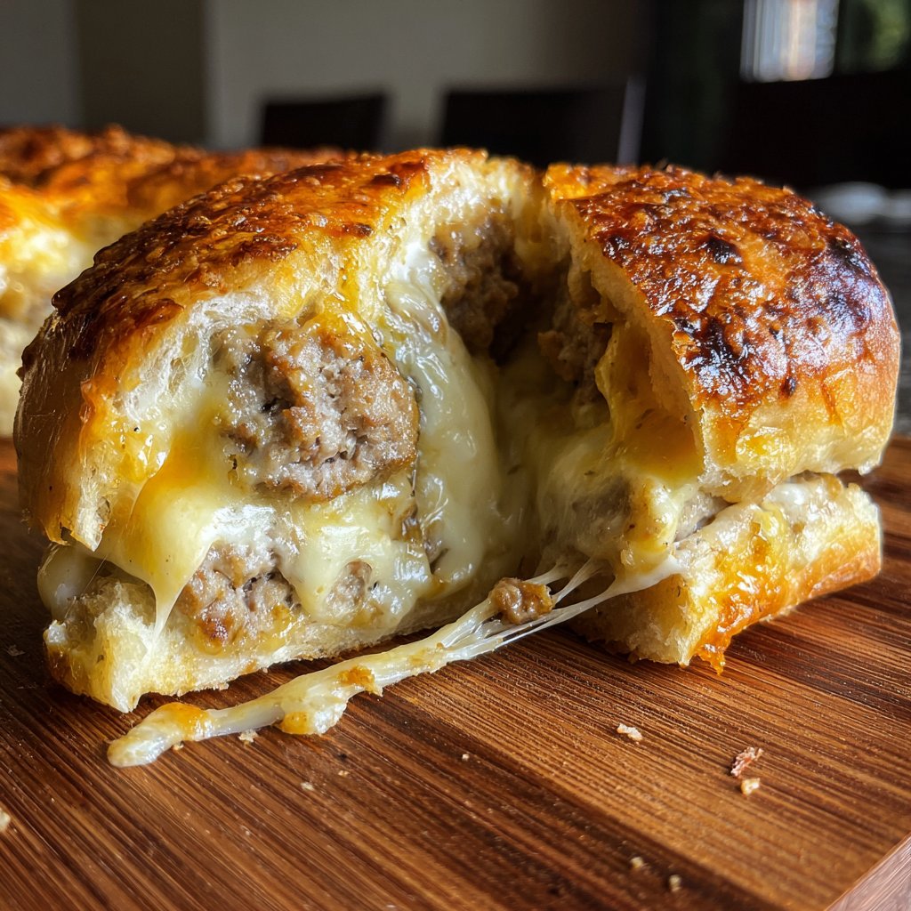 Fleischballen Sandwich Bomben Käse gefüllt