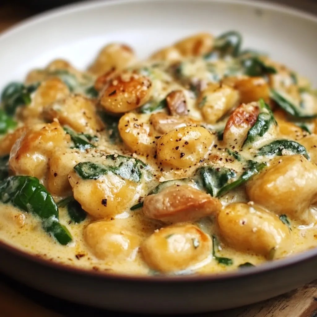 Gnocchi mit Pilzen und Spinat