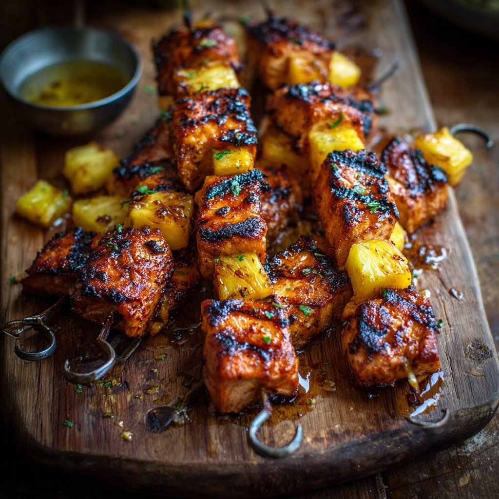 Ananas-Ingwer-Lachs-Spieße