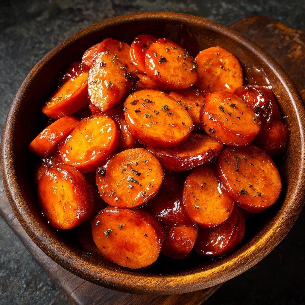Aprikosen Kielbasa Scheiben Glaze