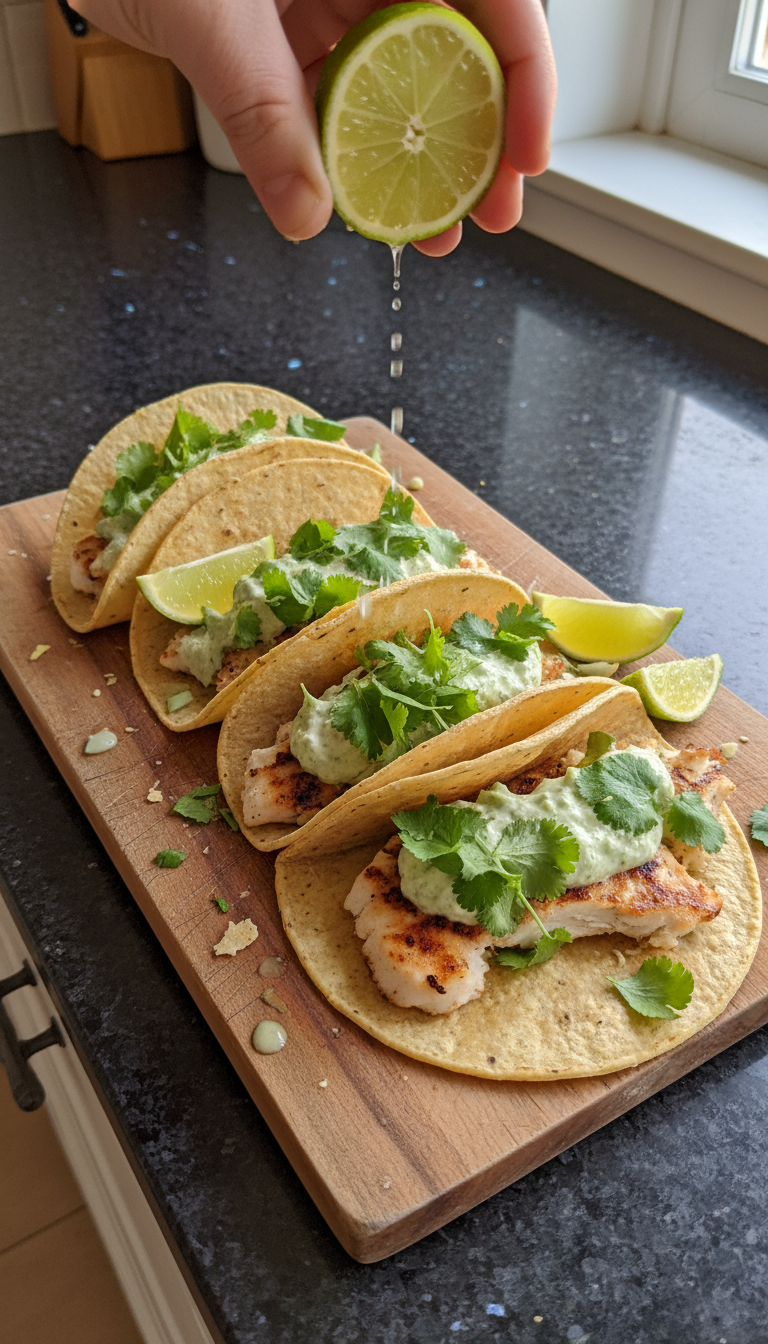 Koriander Limetten Aioli Fisch Tacos