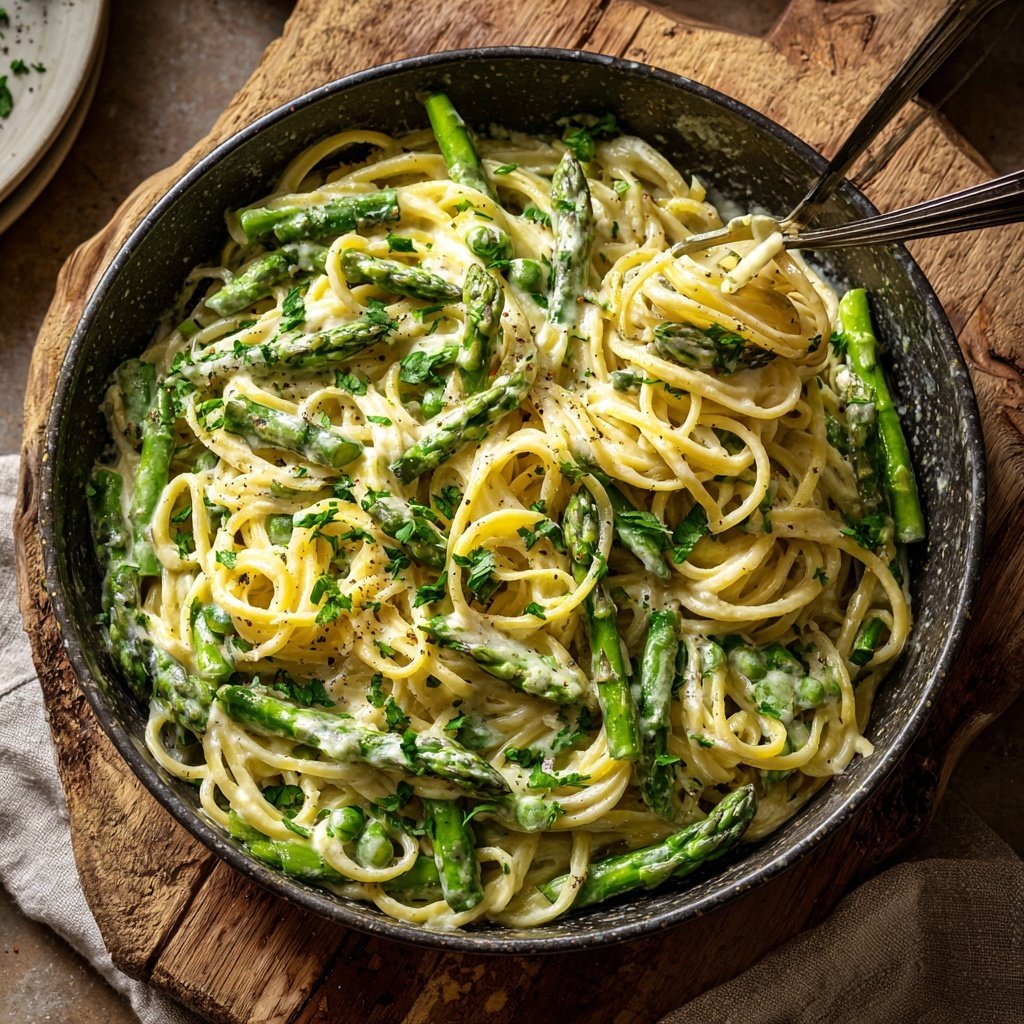 Pasta mit Vanille und Spargel