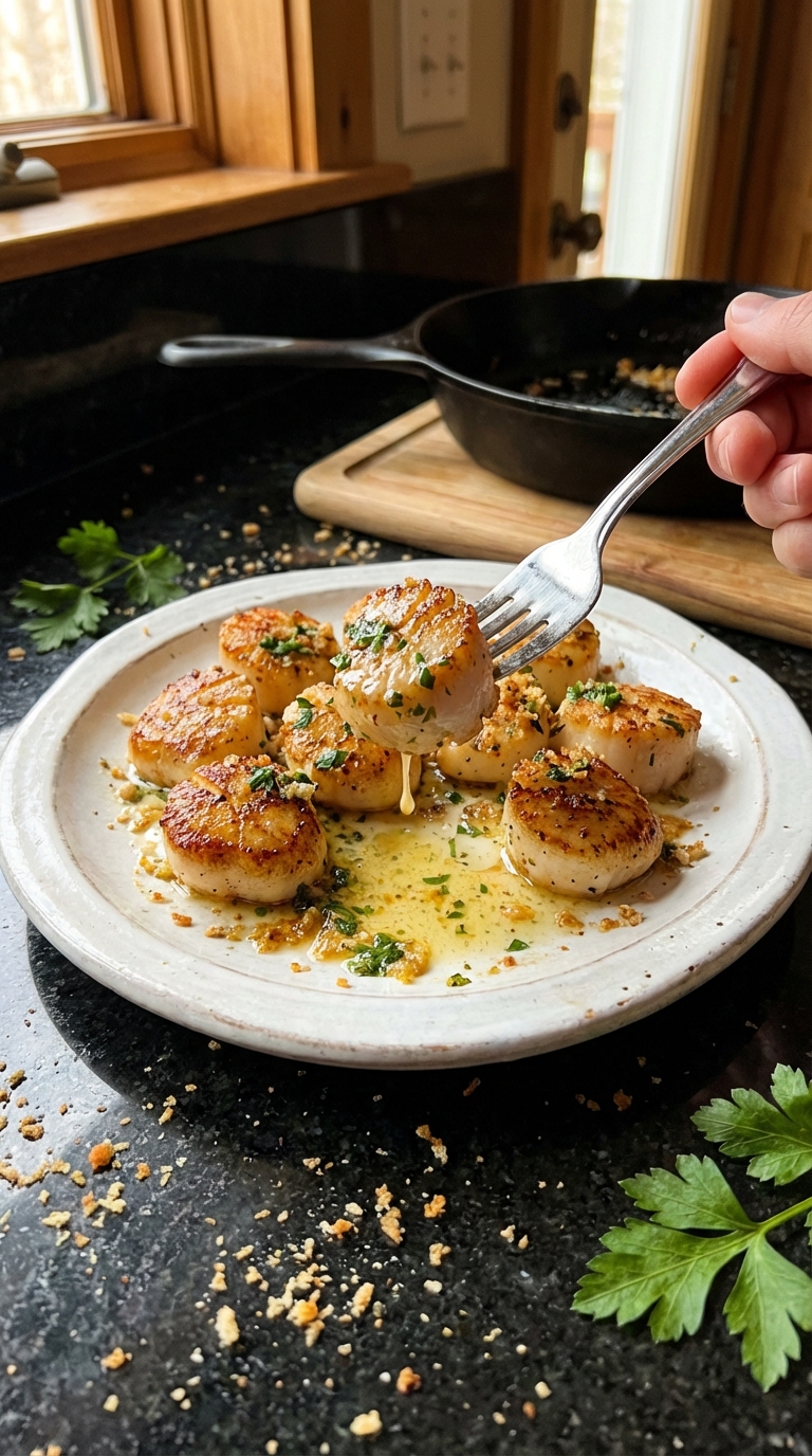 Knoblauchbutter Pfannen Jakobsmuscheln​