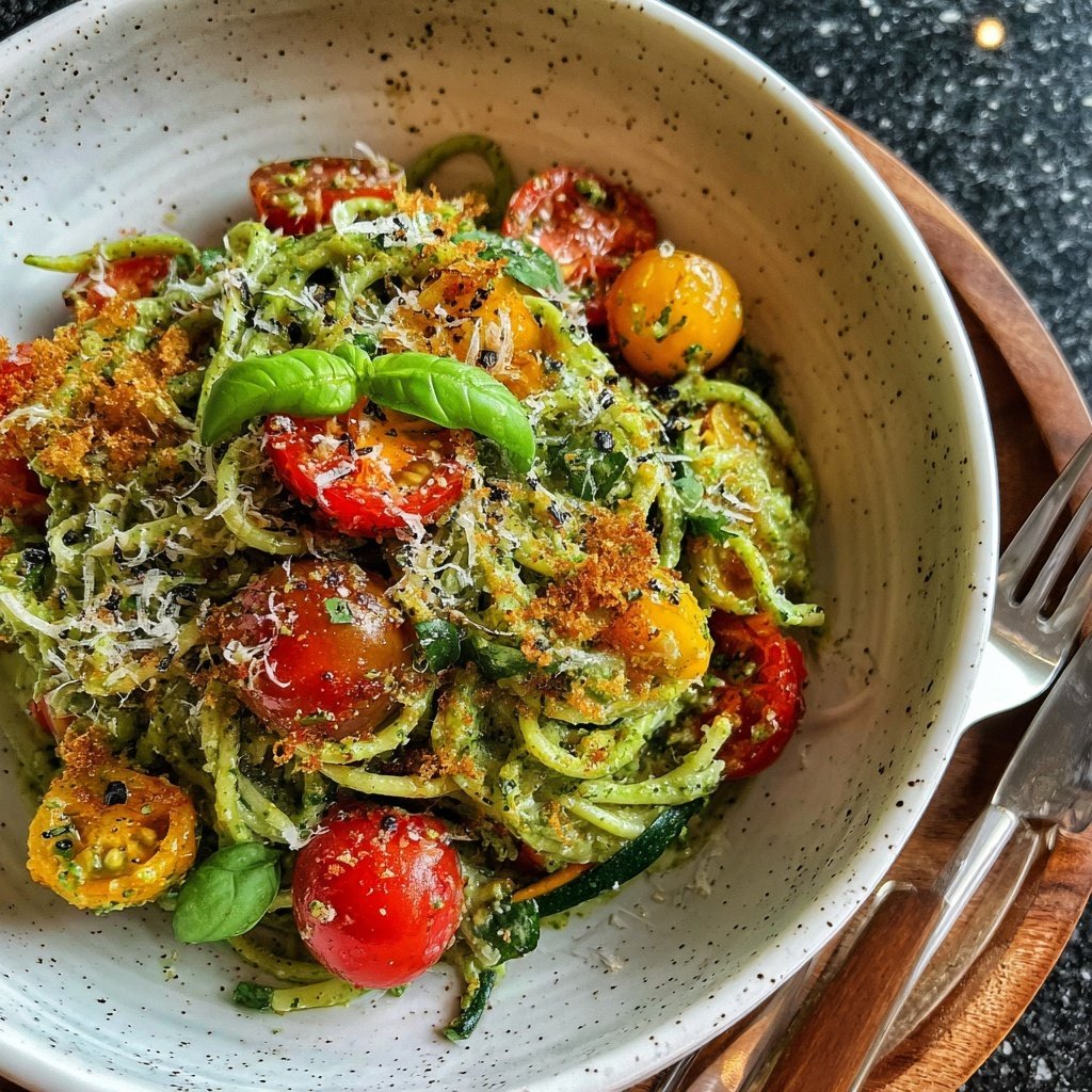 Silvester Nudelsalat mit Pesto Dressing